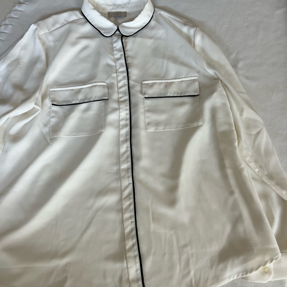 Loft Outlet Button Down White Blouse - image 4